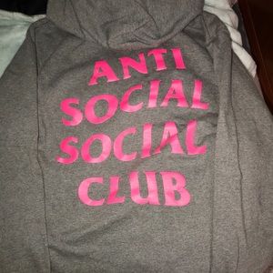 Anti Social Social Club Gray/Pink Hoodie (S)